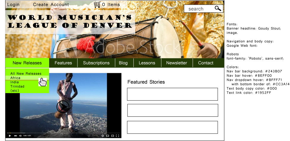 This web site has a top banner and top navigation with dropdown secondary navigation.